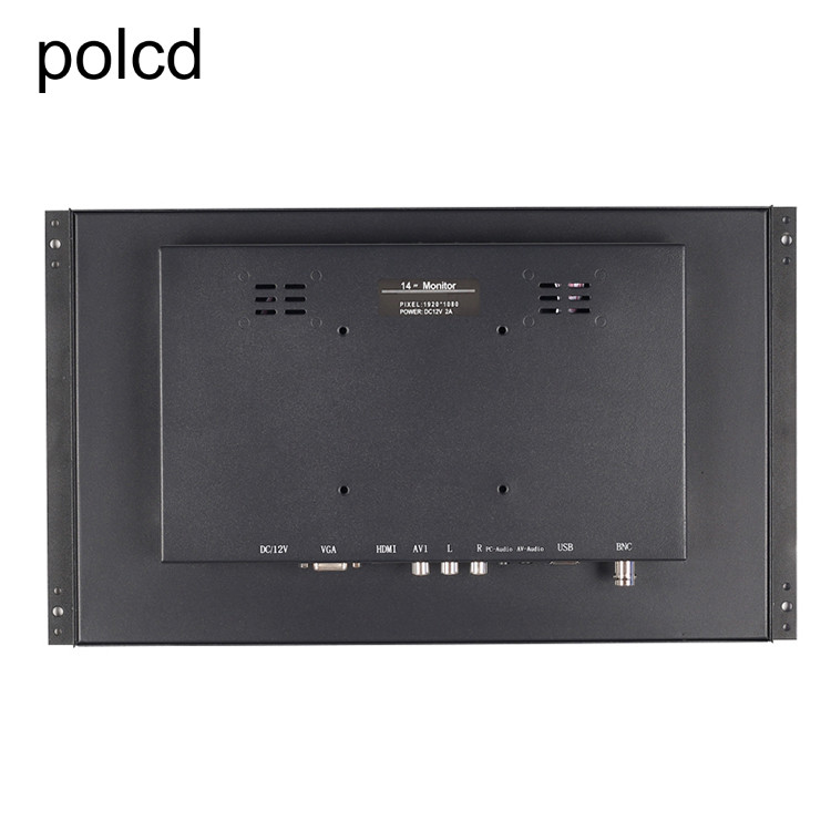 Polcd 14 βιομηχανικό LCD μετάλλων ίντσας πλήρες HD 1920x1080 όργανο ελέγχου περίπτωσης με το ανοικτό πλαίσιο