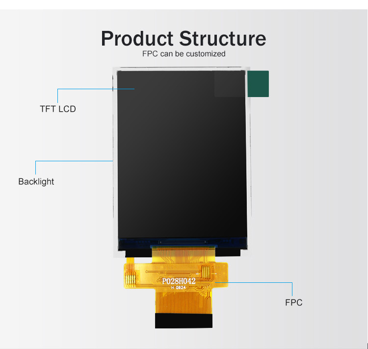 Polcd MCU 8 bit 2,8 μονάδα LCD 57,6 Mm Οθόνη αφής Μονάδα 12 0'CLOCK