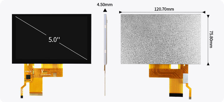 5 ιντσών Tft LCD χωρητική οθόνη αφής υψηλή φωτεινότητα 800x480 ανάλυση Rgb Interface Ips
