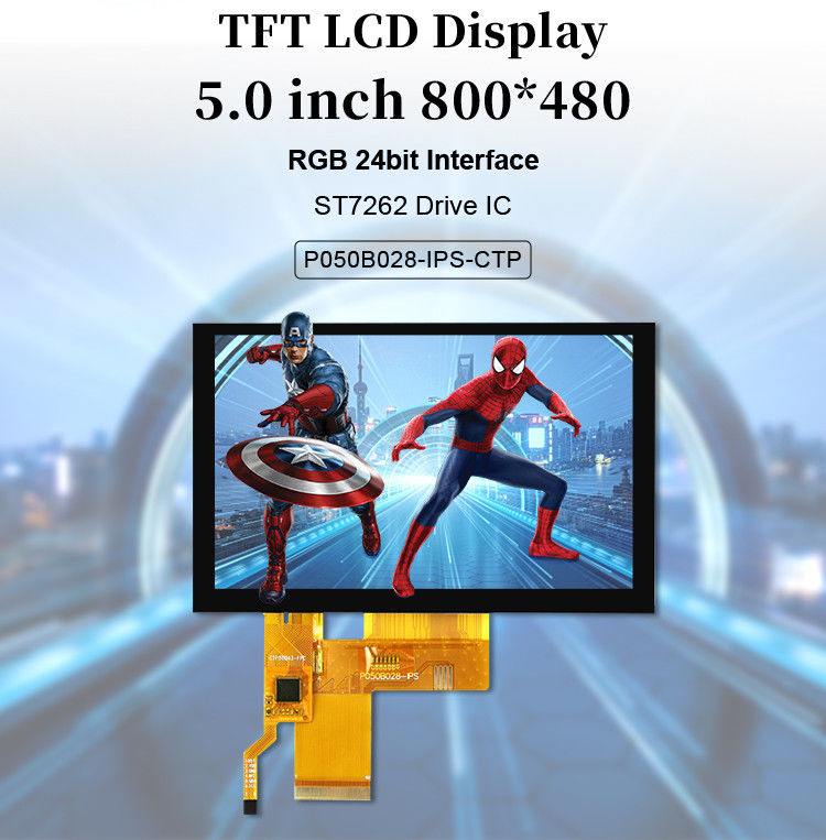 5 ιντσών Tft LCD χωρητική οθόνη αφής υψηλή φωτεινότητα 800x480 ανάλυση Rgb Interface Ips