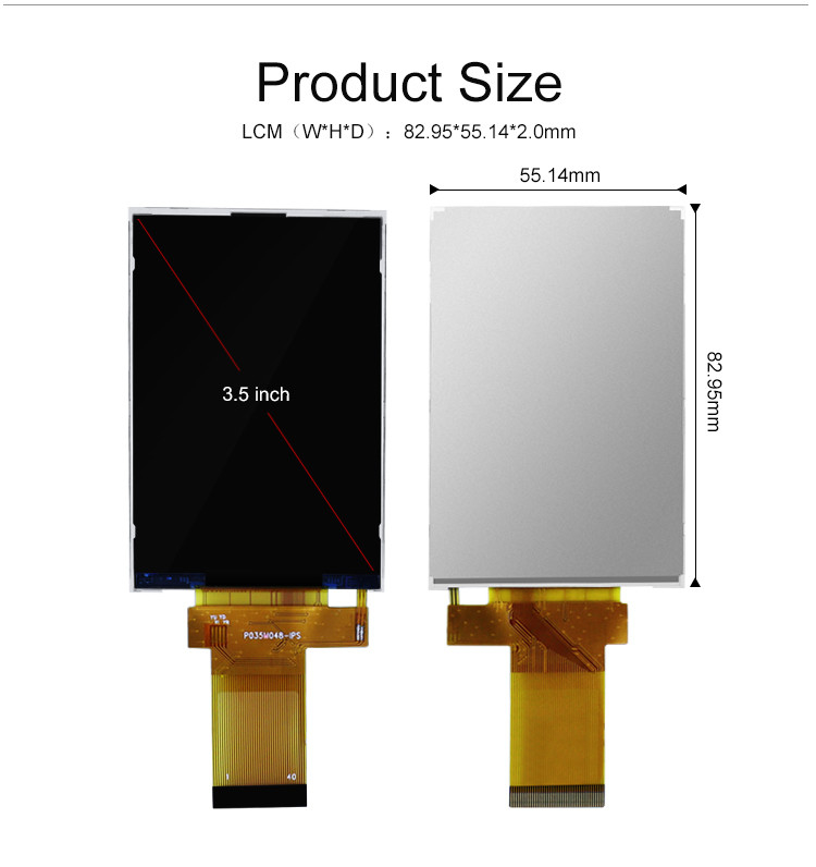 320x480 3,5 ιντσών Tft LCD οθόνη 18 bit παράλληλη Rgb διεπαφή Μικρό μέγεθος