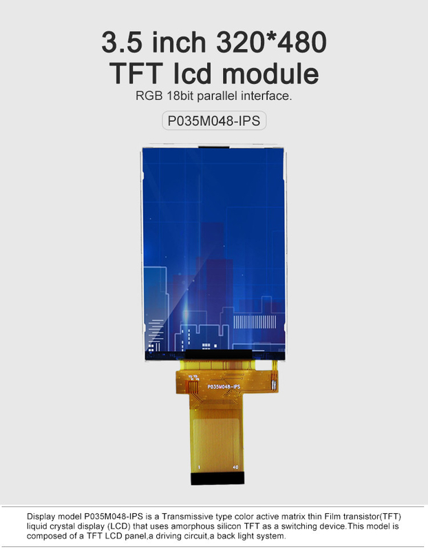 320x480 3,5 ιντσών Tft LCD οθόνη 18 bit παράλληλη Rgb διεπαφή Μικρό μέγεθος