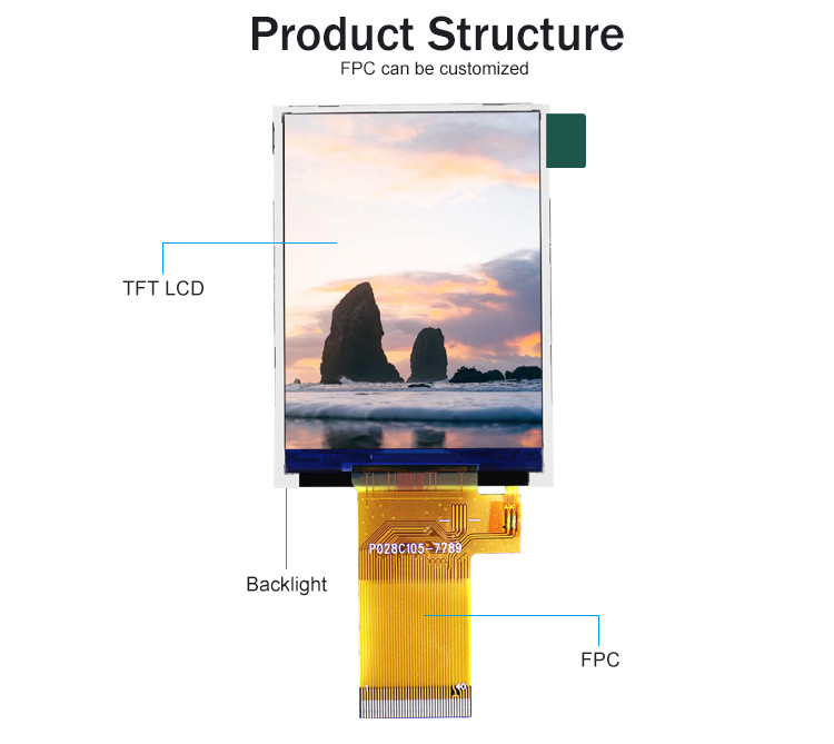 Mcu 37 Pin 2.8 ιντσών οθόνη αφής μόντελο οθόνης LCD με αντίσταση αφής
