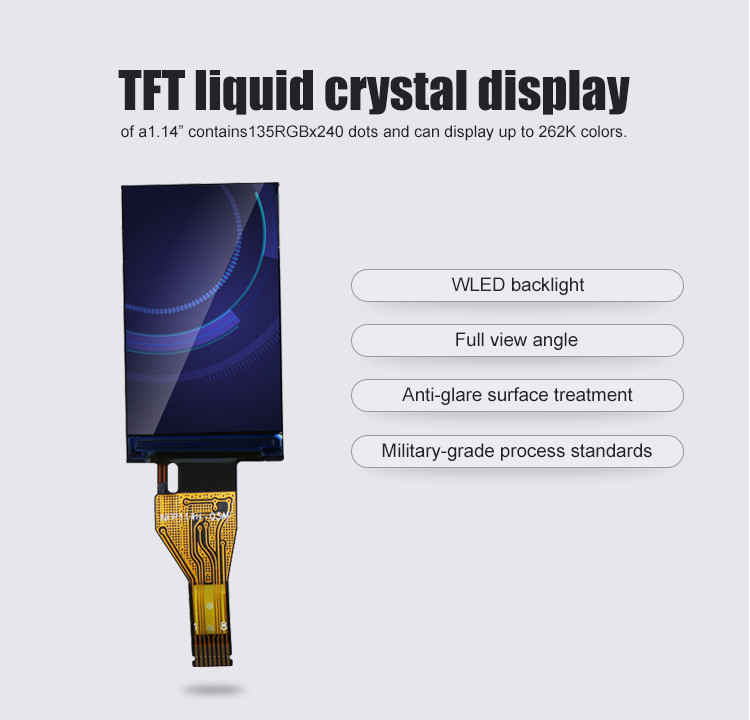 Polcd 1,14 ιντσών 550 νιτ φωτεινότητα IPS οθόνη St7789v 135X240 Tft χρωματική οθόνη