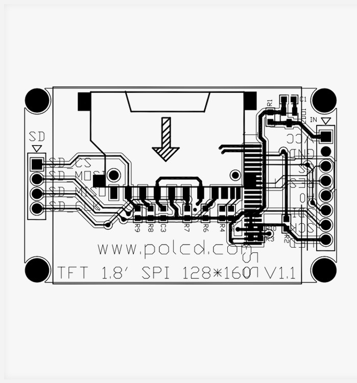 Polcd ST7262 1,77 ιντσών 24 bit LCD 128X160 TFT Οθόνη αφής 300 Nit