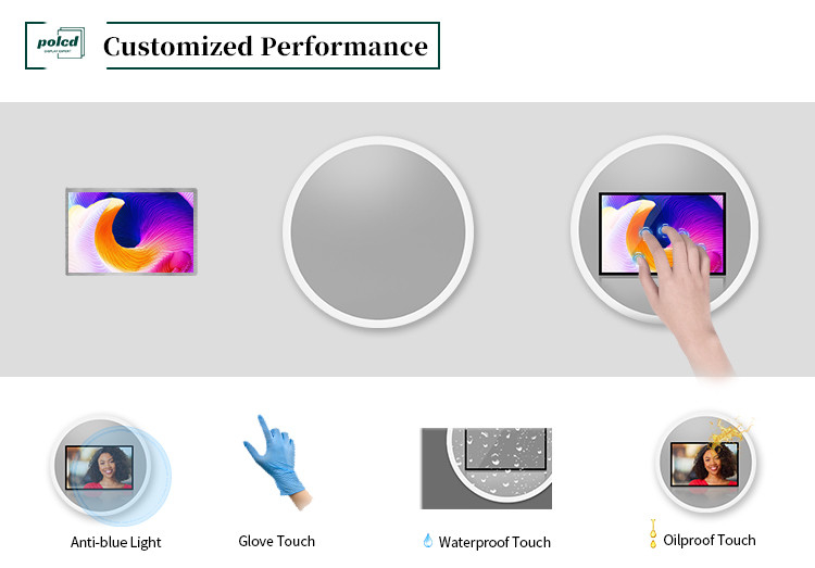 Polcd 8 ιντσών Multitouch Mirror Glass Display Βιομηχανική εξατομικευμένη χωρητική οθόνη αφής LCD