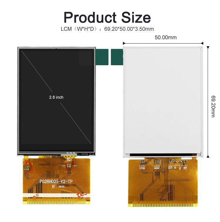 Polcd 2,8 ιντσών Πλήρης γωνία θέασης TFT οθόνη αφής LCD Πίνακας IPS με δυνατότητα ανάγνωσης από ηλιακό φως