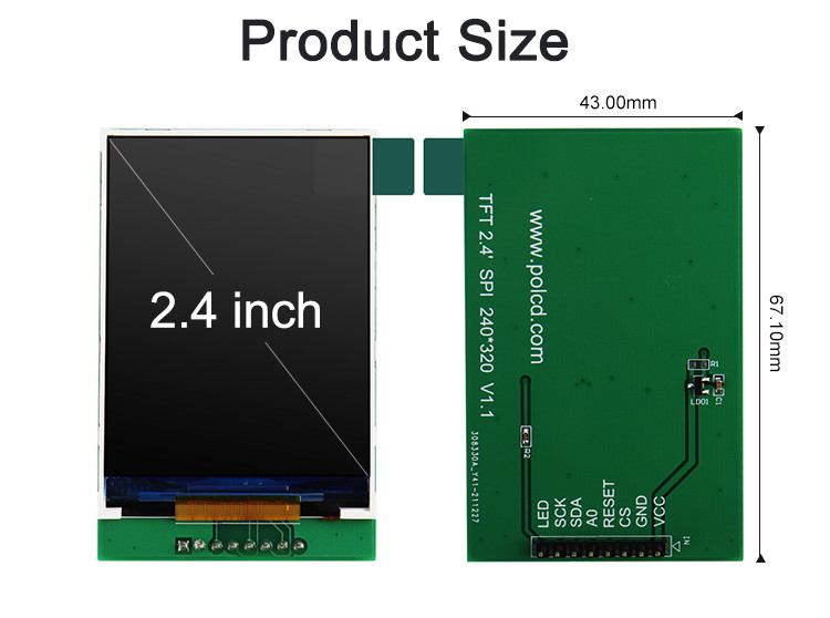 Polcd ISO9001 Οθόνη αφής 2,4 ιντσών Tft Tft Monitor 12 0'CLOCK