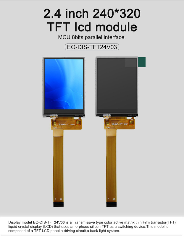Polcd Black 8080 MCU 2,4 ιντσών Tft Οθόνη 8 Bit 2,4 Tft Spi 240x320