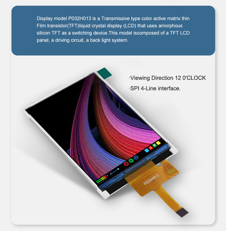 Polcd ST7789V 3,2 ιντσών Tft Lcd Έγχρωμη 262K TFT LCD Οθόνη 48,6 mm 12 0'CLOCK