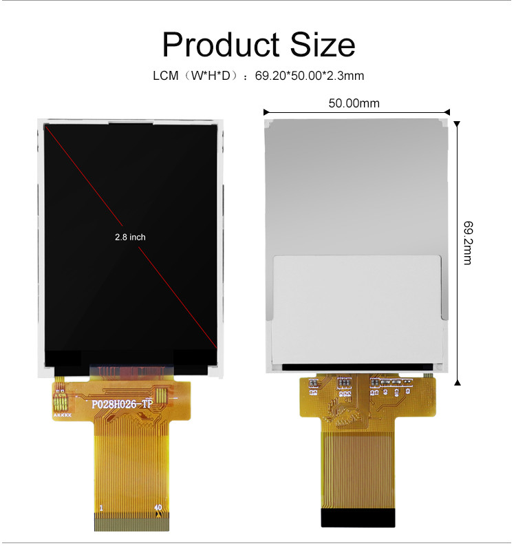 Polcd 12 0'CLOCK 240x320 2,8 ιντσών Ili9341v 16 bit TFT οθόνη αφής