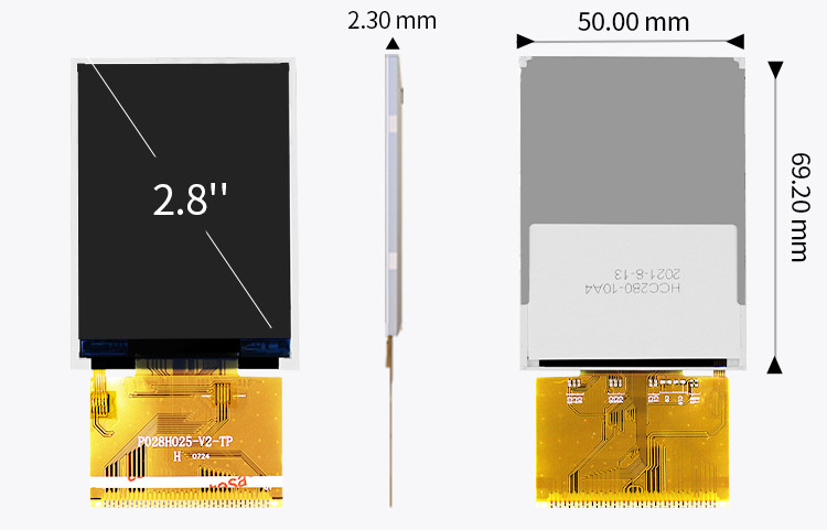Οθόνη Polcd RoHS 2,8 ιντσών HD TFT 8080 MCU Οθόνη LCD 16 bit Tft