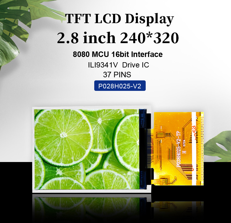 Οθόνη Polcd RoHS 2,8 ιντσών HD TFT 8080 MCU Οθόνη LCD 16 bit Tft