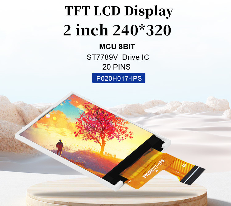 Polcd MCU 8 BIT Οθόνη Tft 2 ιντσών Οθόνη LCD IPS TFT 30,6 mm