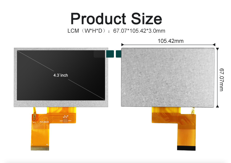Polcd ST7262E43 Μικρή οθόνη Tft LCD RGB 24 bit 4,3 ιντσών Tft LCD 800x480