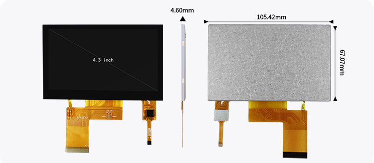 Polcd ST7262E43 Οθόνη Tft LCD 4,3 ιντσών, οθόνη αφής LCD 280 Nit 800X480