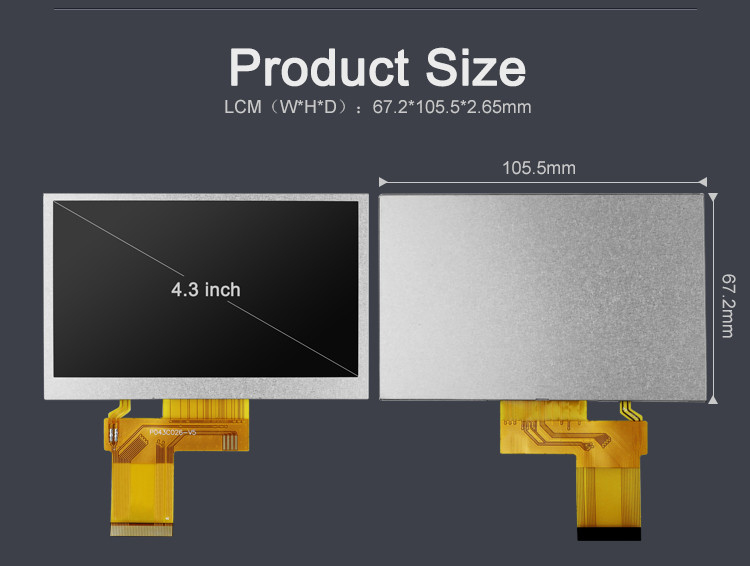 Polcd 4.3 ιντσών TFT LCD 480x272 Ανάλυση RGB διεπαφή 4.3 