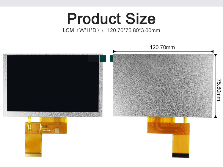 Polcd 5 ιντσών TFT οθόνη 800x480 RGB 24 Bit διεπαφή IPS πλήρης γωνία προβολής Μοντέλο LCD υψηλής αντίθεσης