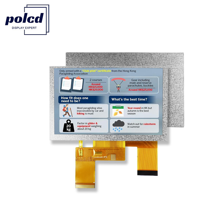 Polcd 5 ιντσών TFT οθόνη 800x480 RGB 24 Bit διεπαφή IPS πλήρης γωνία προβολής Μοντέλο LCD υψηλής αντίθεσης