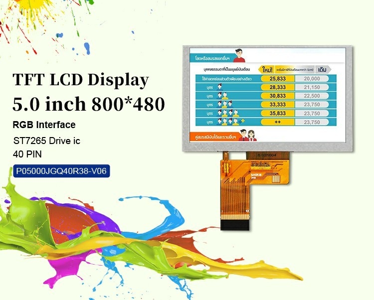 Polcd 5 ιντσών Lcd οθόνη 800x480 Ανάλυση ST7262 Driver IC RGB Interface TFT οθόνη