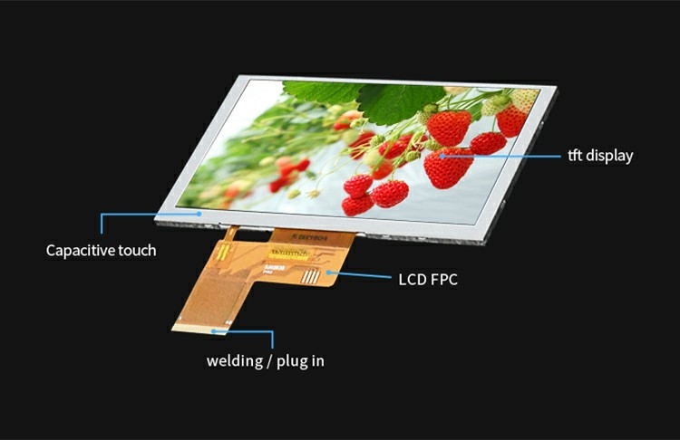 Polcd 5.0 ιντσών TFT LCD Panel 800*480 Ανάλυση 500nits RGB Διασύνδεση 5