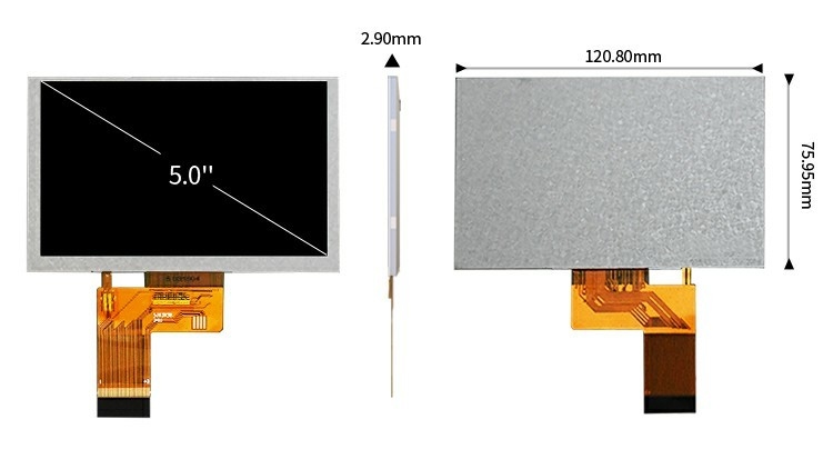 Polcd 5.0 ιντσών TFT LCD Panel 800*480 Ανάλυση 500nits RGB Διασύνδεση 5