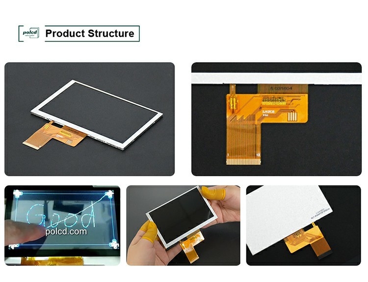Polcd 5 ιντσών TFT LCD 800x480 500nits φωτεινότητα RGB 24bit Διασύνδεση IPS οθόνη