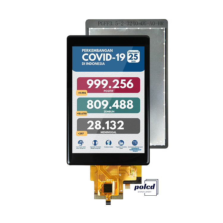 Polcd Custom 3,5 ιντσών 320x480 χωρητικό πάνελ αφής 500nit ST7796U IPS Tft LCD οθόνη