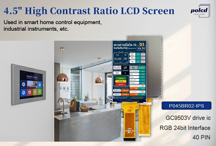 Polcd LCD Κατασκευαστής 4,5 ιντσών 480x854 Gc9503v Rgb διεπαφή Υψηλή φωτεινότητα IPS TFT οθόνη οθόνης