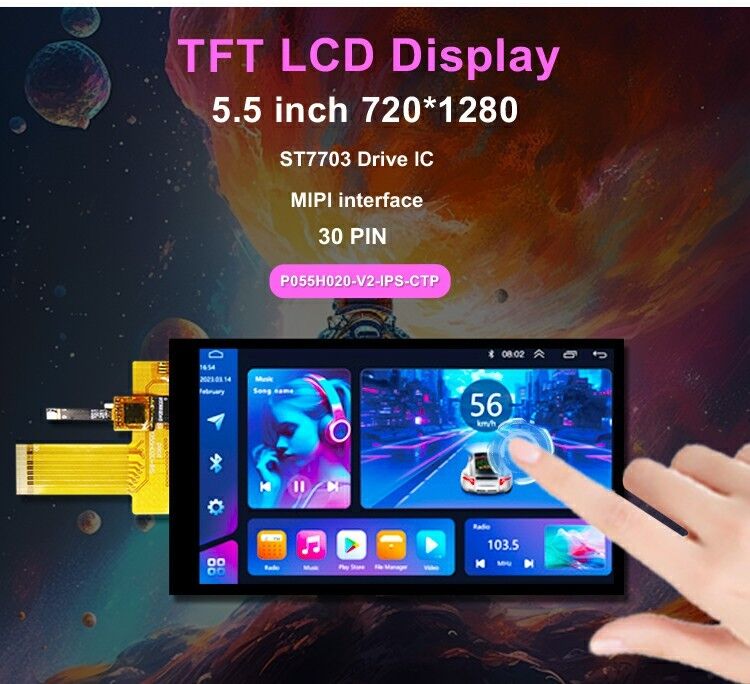 Polcd 5.5 ιντσών IPS TFT LCD 720x1280 Πλήρης γωνία προβολής με MIPI διασύνδεση LCD Display Module