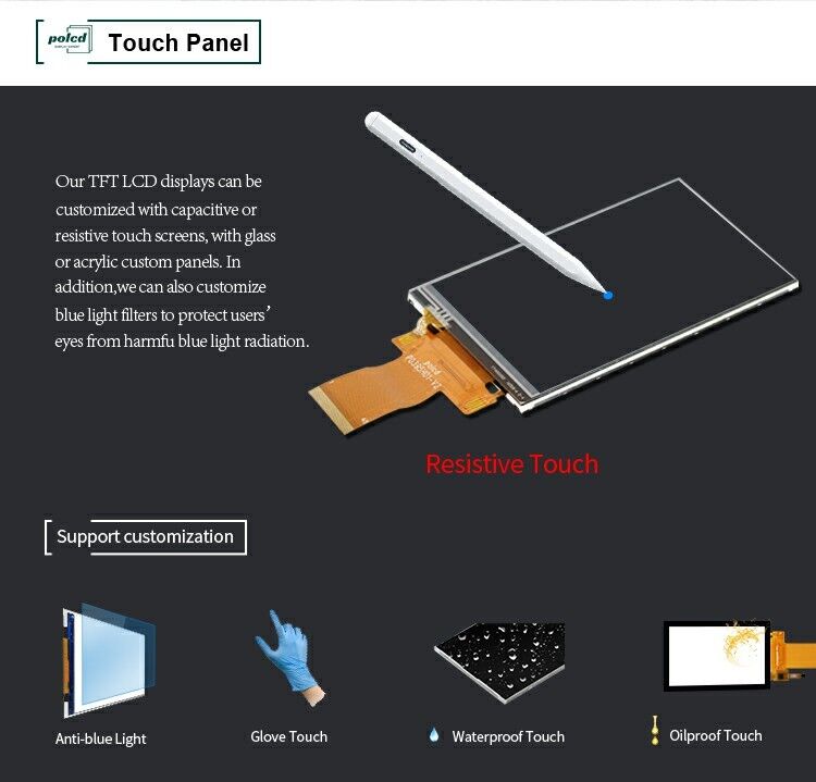 Polcd 3,95 ίντσες 320*480 LCD οθόνη RGB Interface ILI9488 40pin TFT Transmissive LCD Module