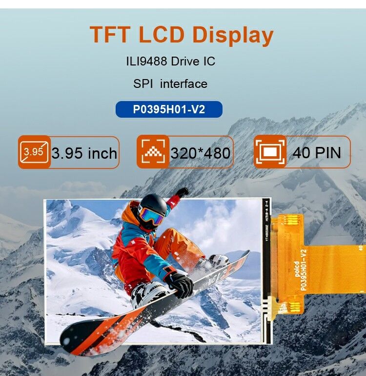 Polcd Custom 3,95 ιντσών 320x480 Ips Tft Lcd RGB διεπαφή Μονάδα οθόνης υγρών κρυστάλλων με αφής