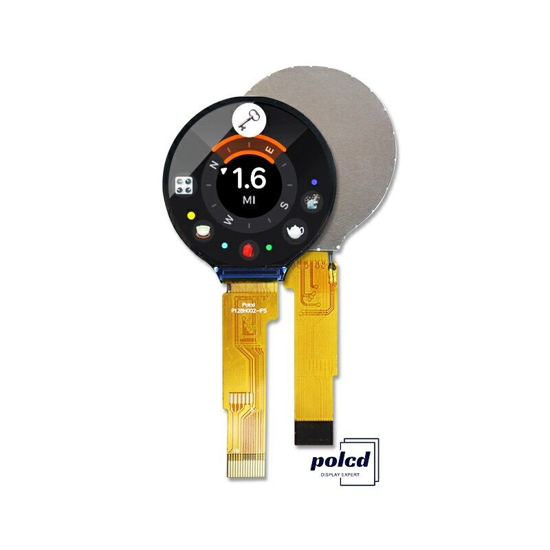 Polcd 1,28 ιντσών IPS κυκλική οθόνη LCD 240xRGBx240 ανάλυση Προσαρμοσμένη μονάδα TFT LCD για έξυπνα ρολόγια