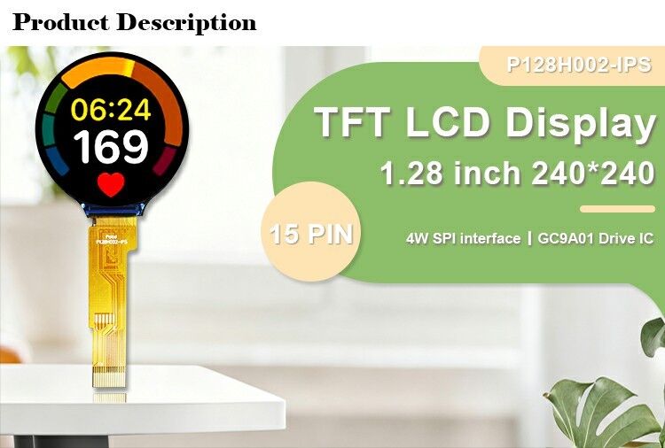 Polcd Στρογγυλό 240*240 1,28 1,3 ιντσών αφής Tft LCD οθόνη SPI Διασύνδεση GC9A01 Διοικητής IC IPS οθόνη