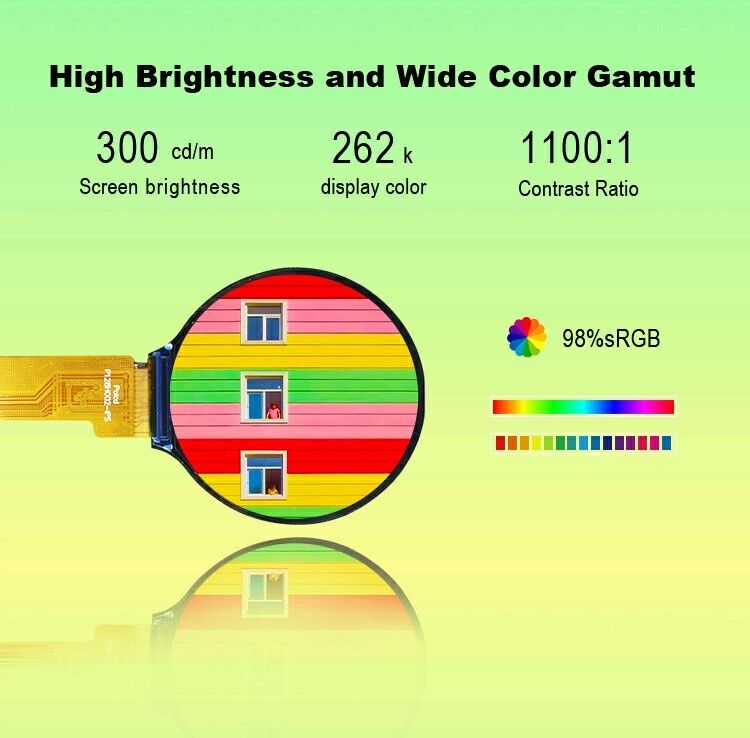 Polcd Στρογγυλό 240*240 1,28 1,3 ιντσών αφής Tft LCD οθόνη SPI Διασύνδεση GC9A01 Διοικητής IC IPS οθόνη