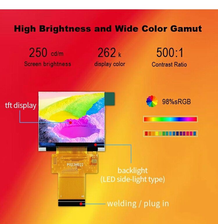 Polcd Οθόνη TFT 2,31 ιντσών 320x240 Tft RGB 18 bit Οθόνη TFT υψηλής φωτεινότητας