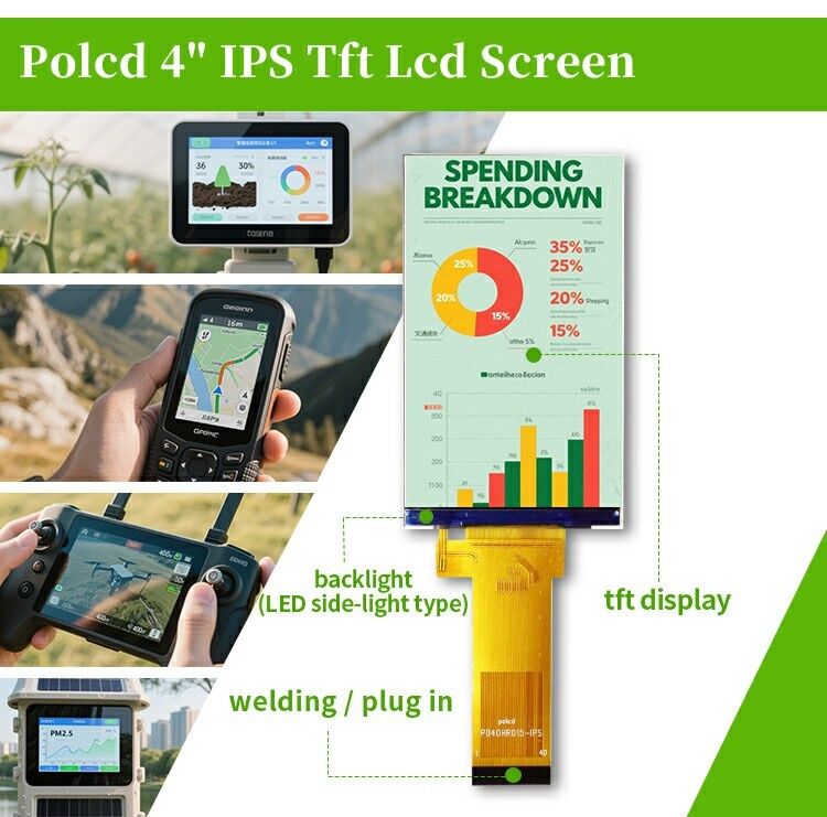Polcd Custom RGB 24bit Διασύνδεση 4,0 ίντσες 480*800 Dots Μικρό χρώμα TFT LCD οθόνες οθόνης