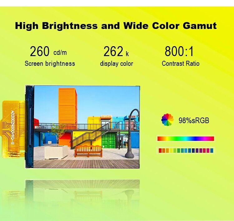 Εργοστάσιο Polcd Μονάδα LCD 2 ιντσών 240x320 260cd/m2 Φωτεινότητα ST7789V drive ic TFT Display