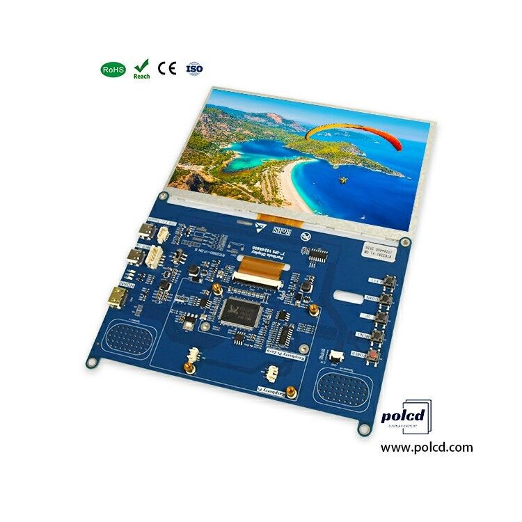 Polcd Υψηλή φωτεινότητα 7 ιντσών 1024x600 RGB LCD Drive Board RTD2281 με ηχείο ήχου για βιομηχανική εξωτερική οθόνη