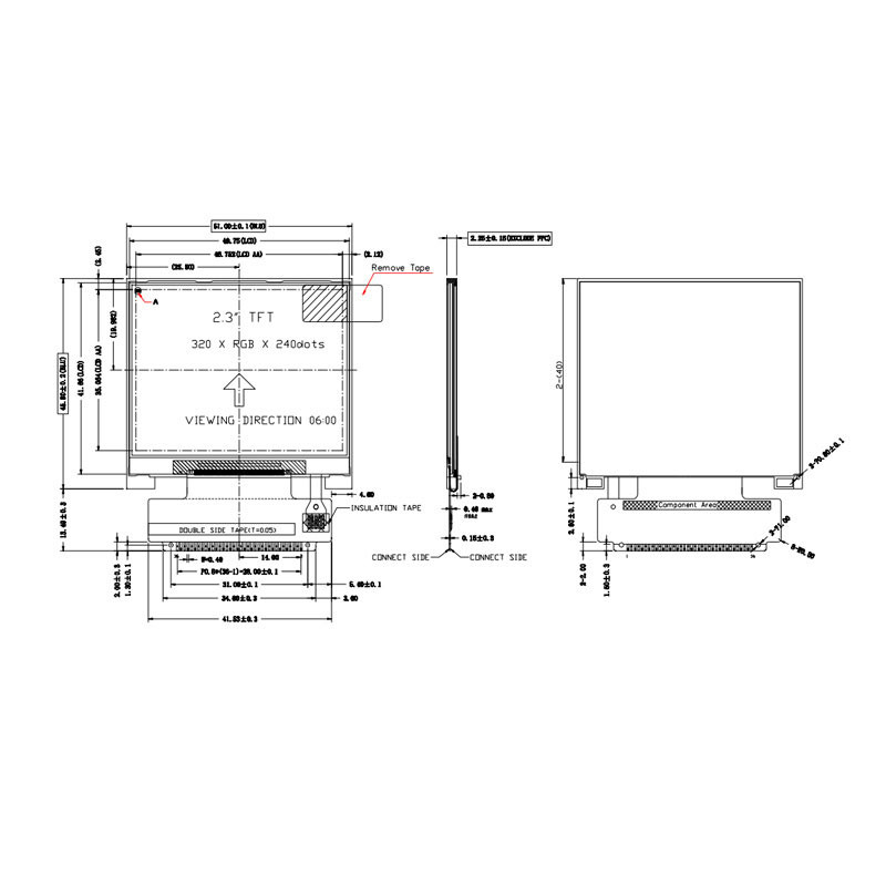 Polcd ILI9342C 2,31 ιντσών LCD 8080 MCU 16 bit 320x240 LCD Οθόνη 300 Nit