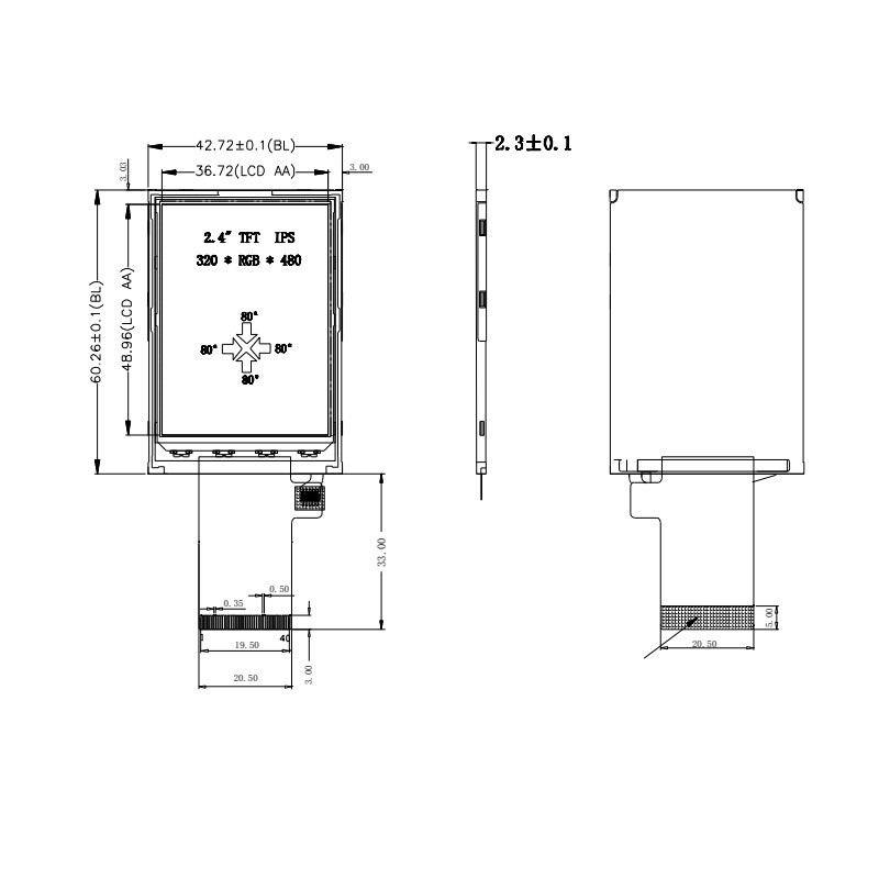 Οθόνη αφής Polcd 350 Nit Tft 2,4 ιντσών Οθόνη LCD 16 bit ISO9001
