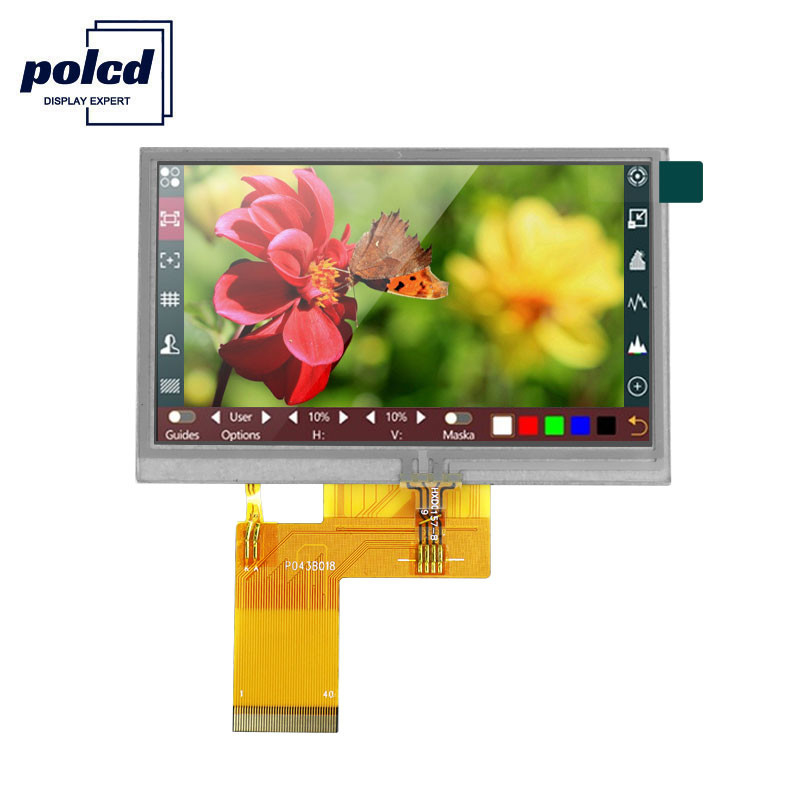 Polcd RGB 24 bit 4,3 ιντσών Tft οθόνη 300 nits Tft χωρητική οθόνη αφής